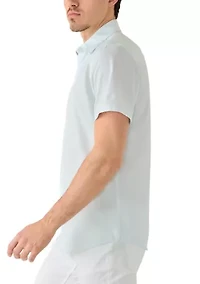 Men's Short Sleeve Woven Button Closure Geo Polo Shirt