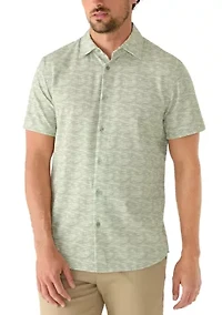 Men's Short Sleeve Performance Printed Woven Button Shirt