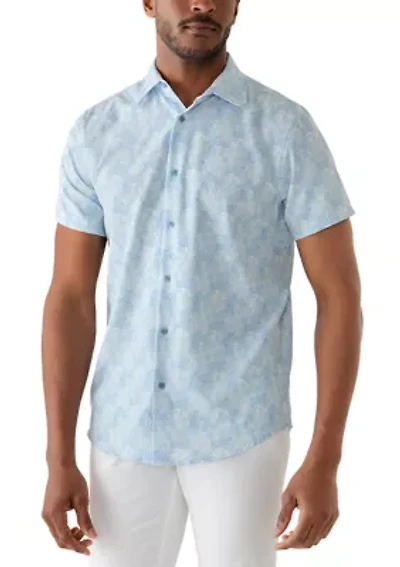 Men's Short Sleeve Performance Printed Woven Button Shirt