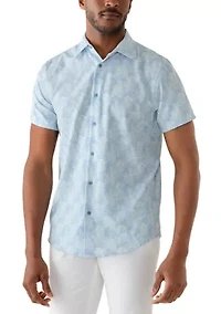 Men's Short Sleeve Performance Printed Woven Button Shirt