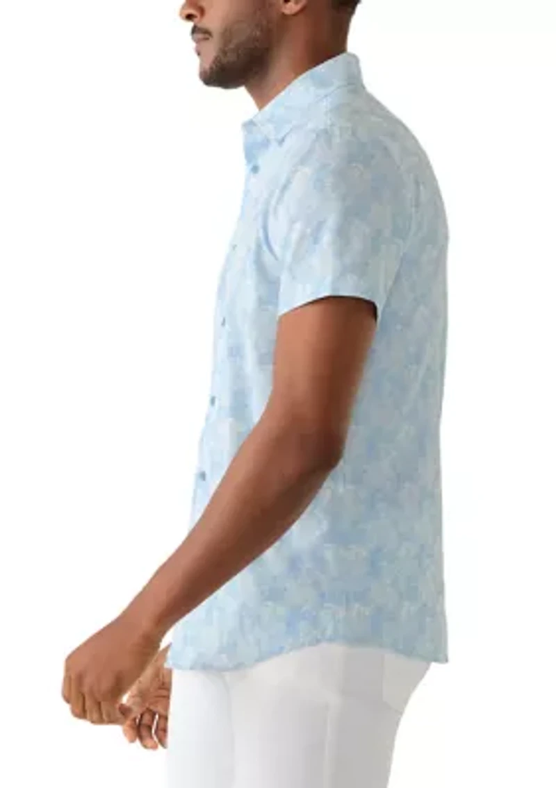 Men's Short Sleeve Performance Printed Woven Button Shirt