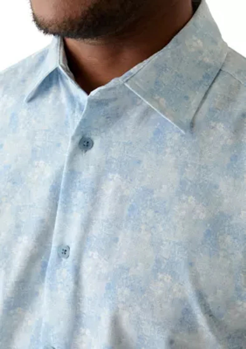 Men's Short Sleeve Performance Printed Woven Button Shirt