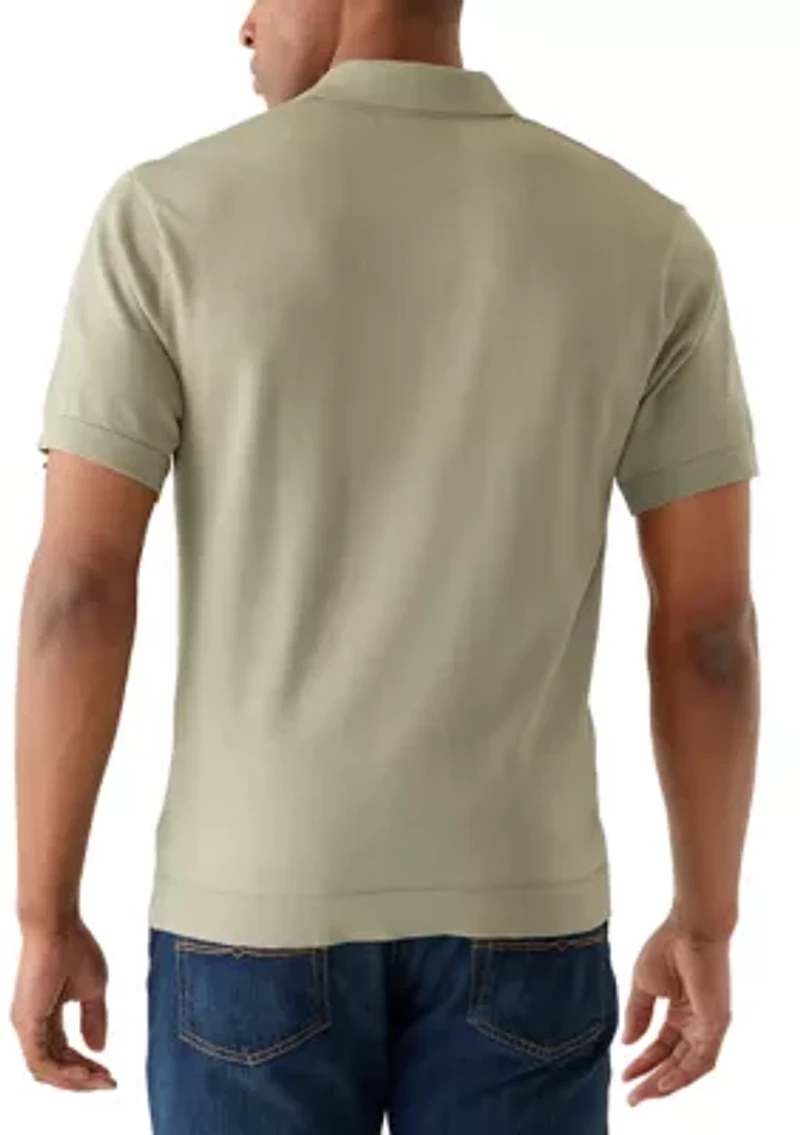 Men's Solid Knit Collared Shirt