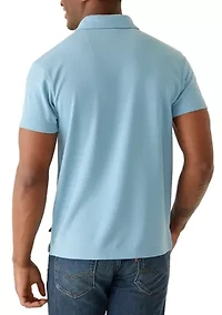 Men's Short Sleeve Double Pocket Knit Button Down Shirt