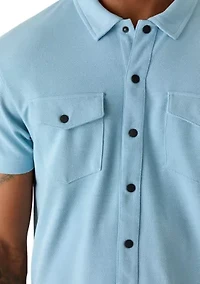 Men's Short Sleeve Double Pocket Knit Button Down Shirt