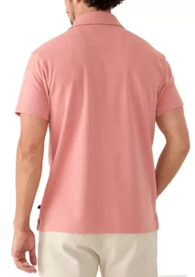 Men's Short Sleeve Double Pocket Knit Button Down Shirt