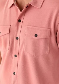 Men's Short Sleeve Double Pocket Knit Button Down Shirt