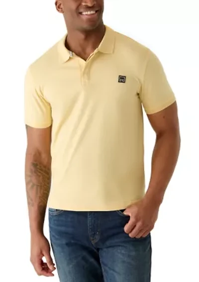 Men's Short Sleeve Ribbed Button Polo Shirt