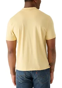 Men's Short Sleeve Ribbed Button Polo Shirt