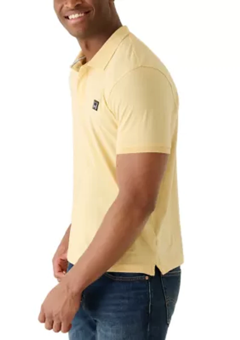 Men's Short Sleeve Ribbed Button Polo Shirt