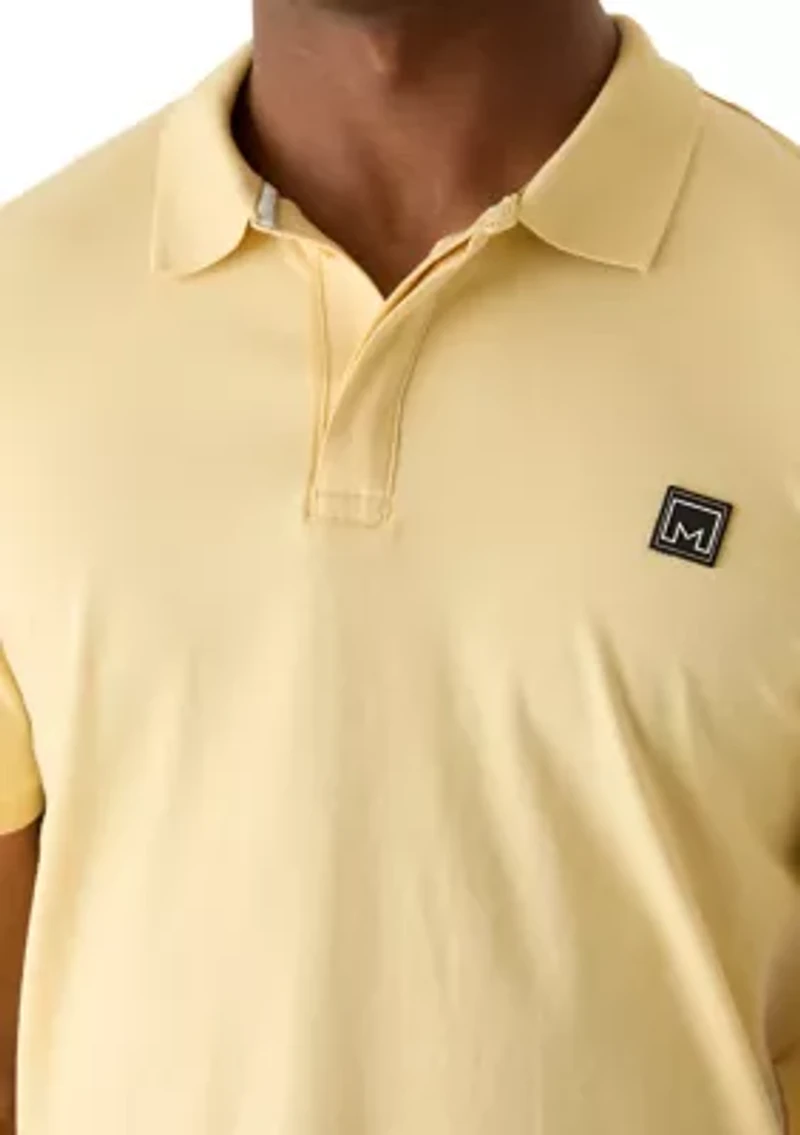 Men's Short Sleeve Ribbed Button Polo Shirt