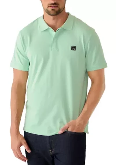 Men's Short Sleeve Ribbed Button Polo Shirt