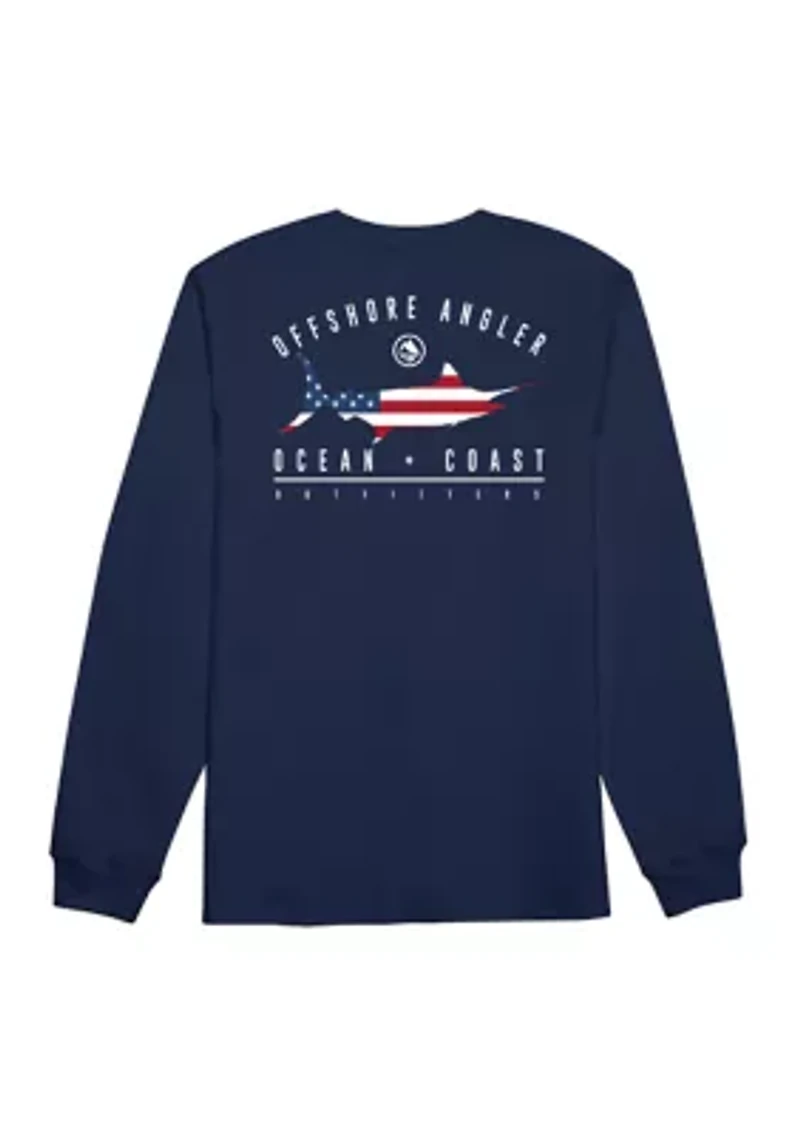 Men's Long Sleeve Americana Marlin T-Shirt