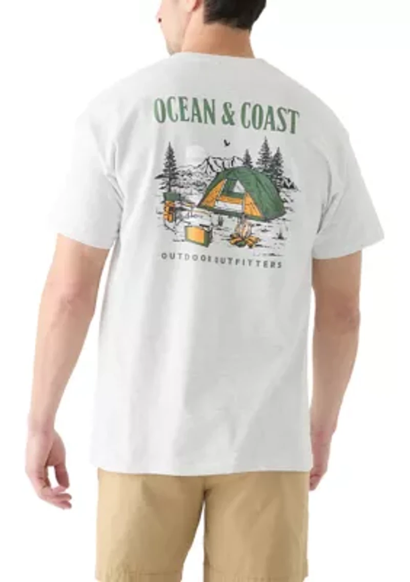 Short Sleeve Camp Scene Graphic T-Shirt