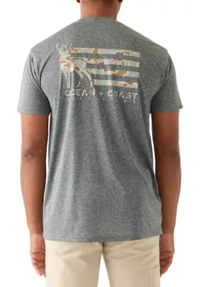 Short Sleeve Deer Camo Flag Graphic T-Shirt