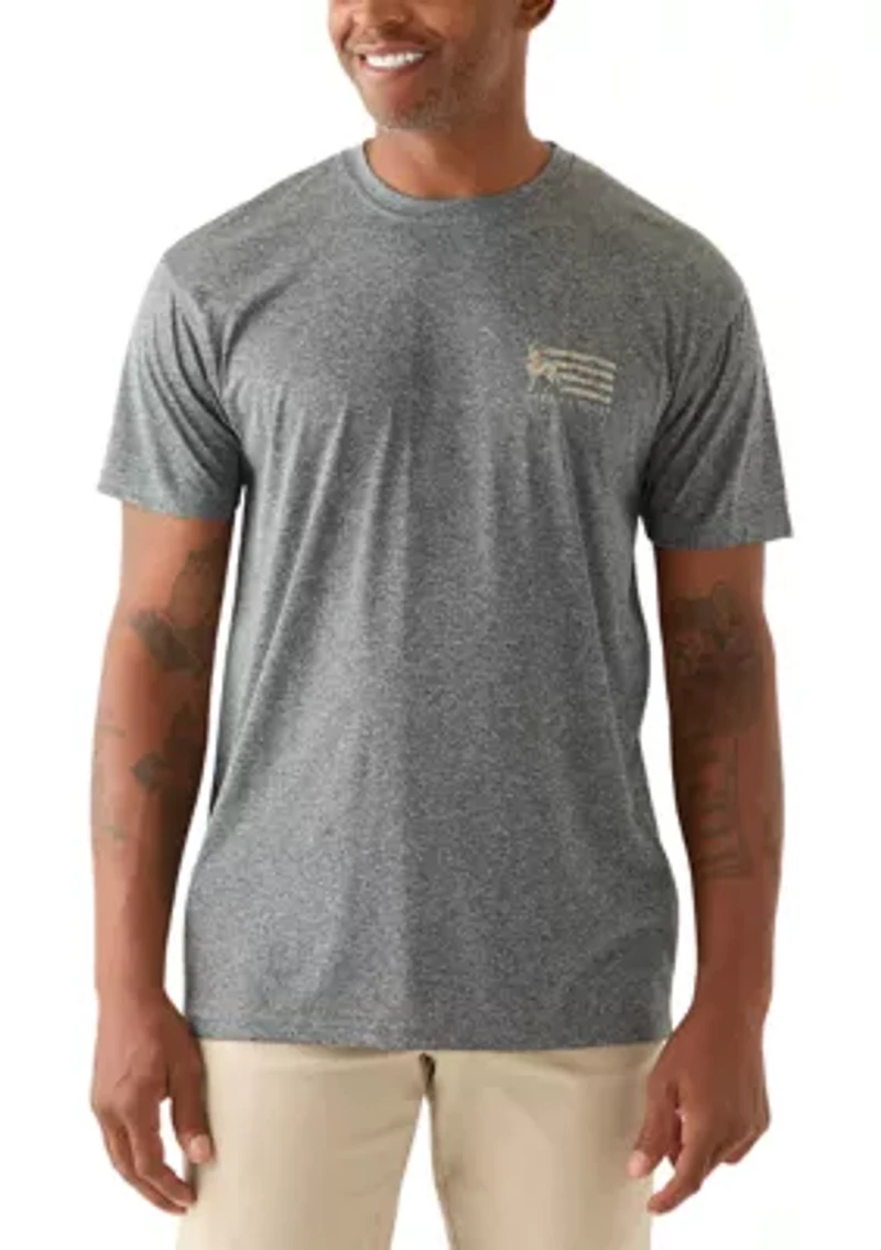 Short Sleeve Deer Camo Flag Graphic T-Shirt