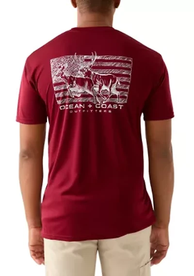 Short Sleeve Deer Flag Graphic T-Shirt