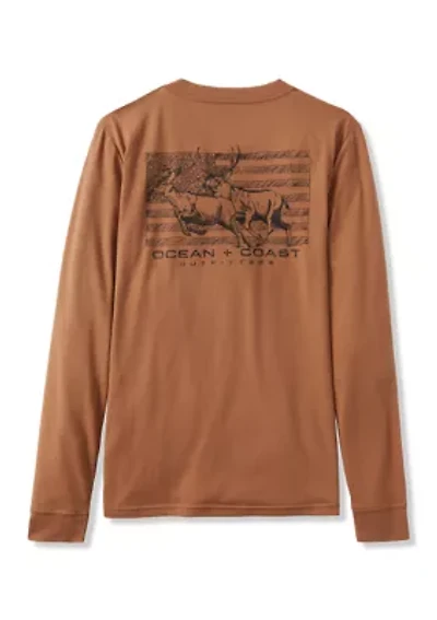 Long Sleeve Americana Deer Graphic T-Shirt