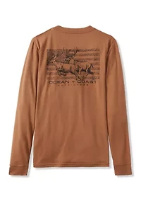 Long Sleeve Americana Deer Graphic T-Shirt