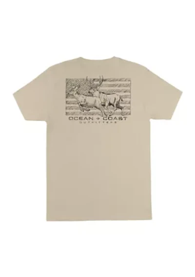 Short Sleeve Americana Deer Graphic T-Shirt