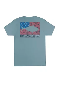 Short Sleeve Americana Fish Flag Graphic T-Shirt