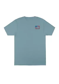 Short Sleeve Americana Fish Flag Graphic T-Shirt