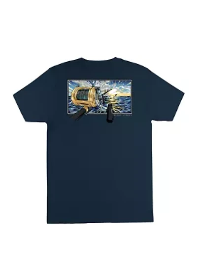 Big & Tall Short Sleeve Fishing Pole Graphic T-Shirt