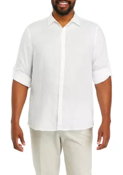 Men's Big Long Sleeve Linen Shirt