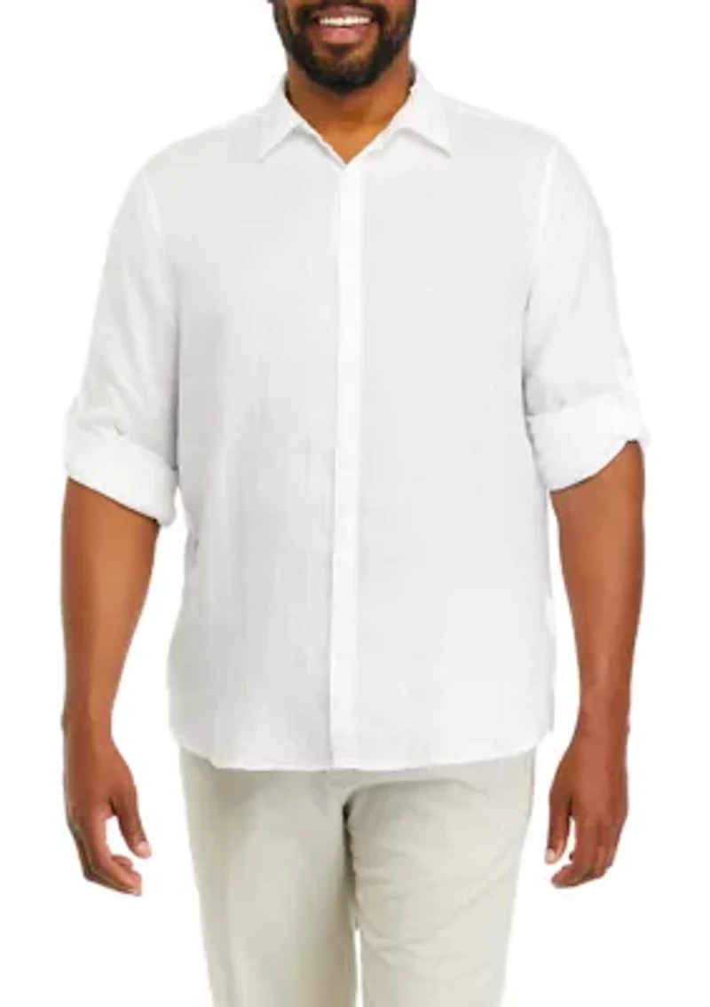 Men's Tall Solid Linen Shirt