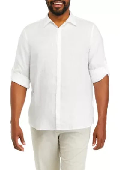 Men's Tall Solid Linen Shirt