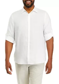 Men's Tall Solid Linen Shirt