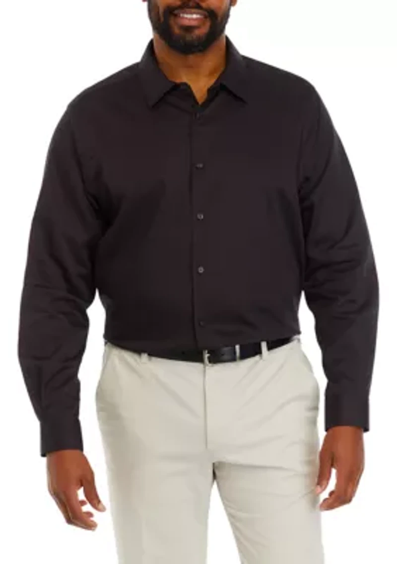 Men's Big Long Sleeve Solid Twill Shirt