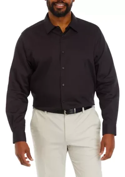 Men's Big Long Sleeve Solid Twill Shirt