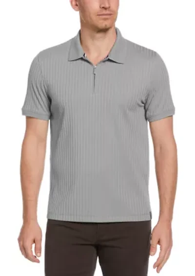 Men's Vertical Ribbed Knit Polo Shirt
