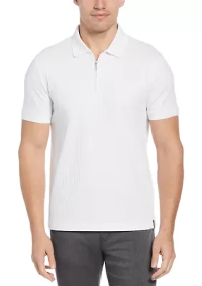 Men's Vertical Ribbed Knit Polo Shirt