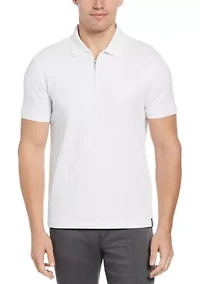 Men's Vertical Ribbed Knit Polo Shirt