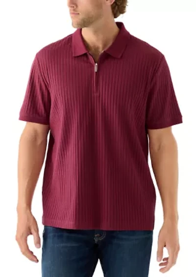 Men's Vertical Ribbed Knit Polo Shirt