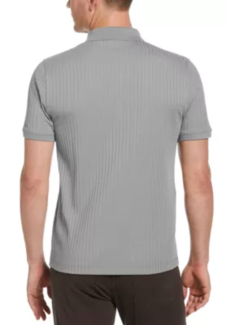 Men's Vertical Ribbed Knit Polo Shirt