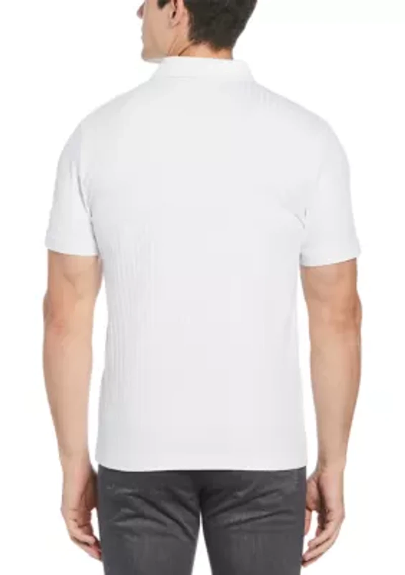 Men's Vertical Ribbed Knit Polo Shirt