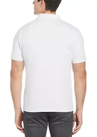 Men's Vertical Ribbed Knit Polo Shirt