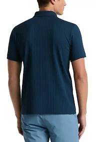 Men's Vertical Ribbed Knit Polo Shirt