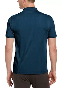 Men's Vertical Ribbed Knit Polo Shirt