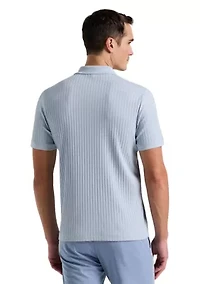Men's Vertical Ribbed Knit Polo Shirt