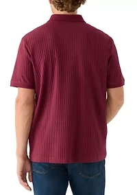 Men's Vertical Ribbed Knit Polo Shirt