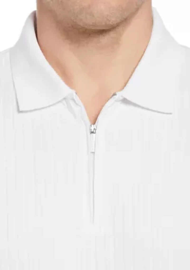 Men's Vertical Ribbed Knit Polo Shirt