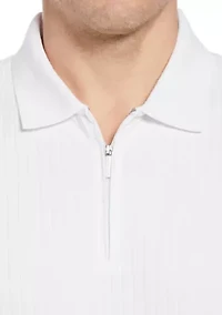 Men's Vertical Ribbed Knit Polo Shirt