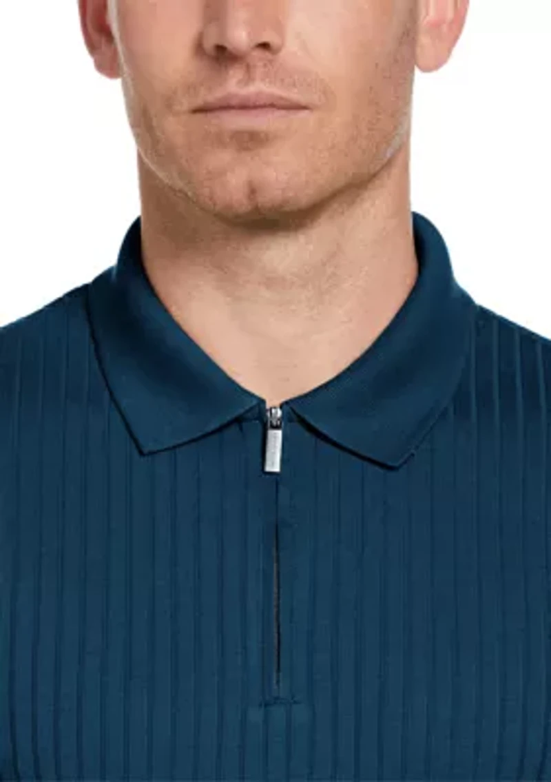 Men's Vertical Ribbed Knit Polo Shirt