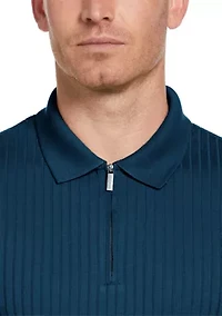 Men's Vertical Ribbed Knit Polo Shirt