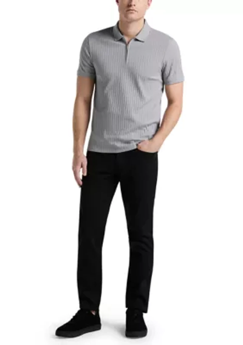 Men's Vertical Ribbed Knit Polo Shirt