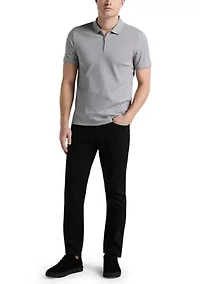Men's Vertical Ribbed Knit Polo Shirt